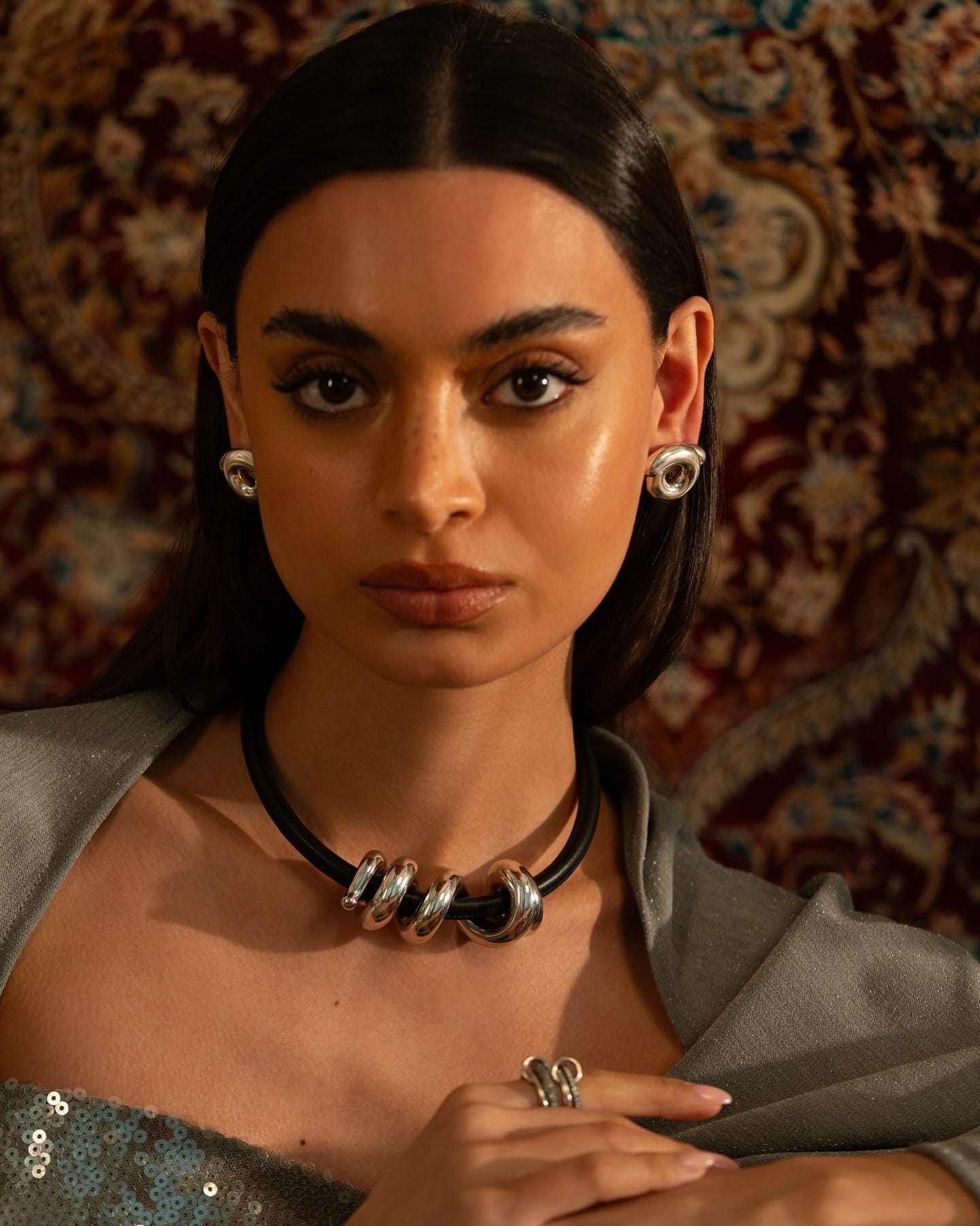 Bright and bold. 🩶 Shop statement silver pieces at the link in bio at #AUBADEJEWELRY.