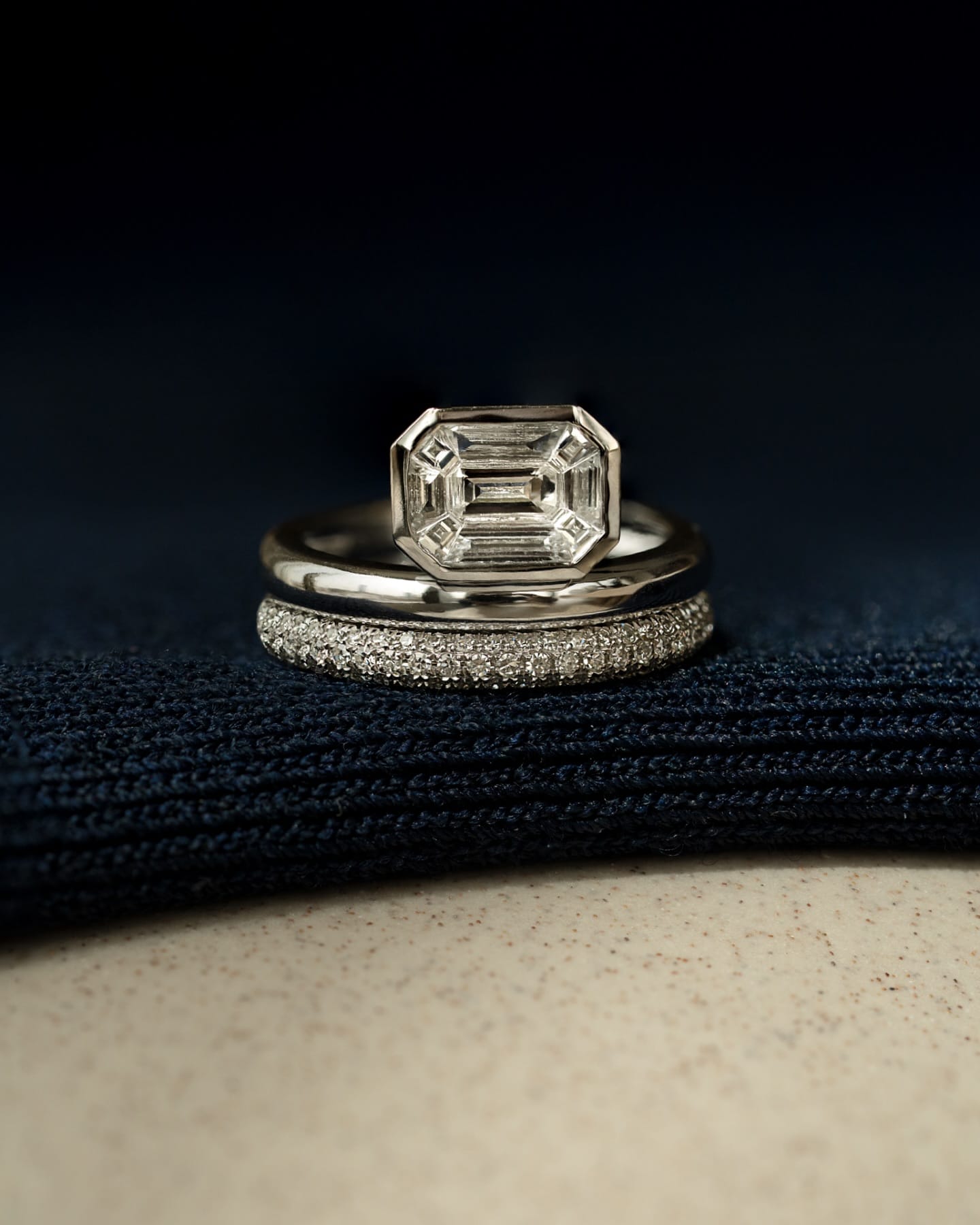 Shay’s Floating Diamond Bezel ring is a striking piece combining a double diamond pavé band with an offset bezel-set diamond. Tap the link in bio to shop at #AUBADEJEWELRY.