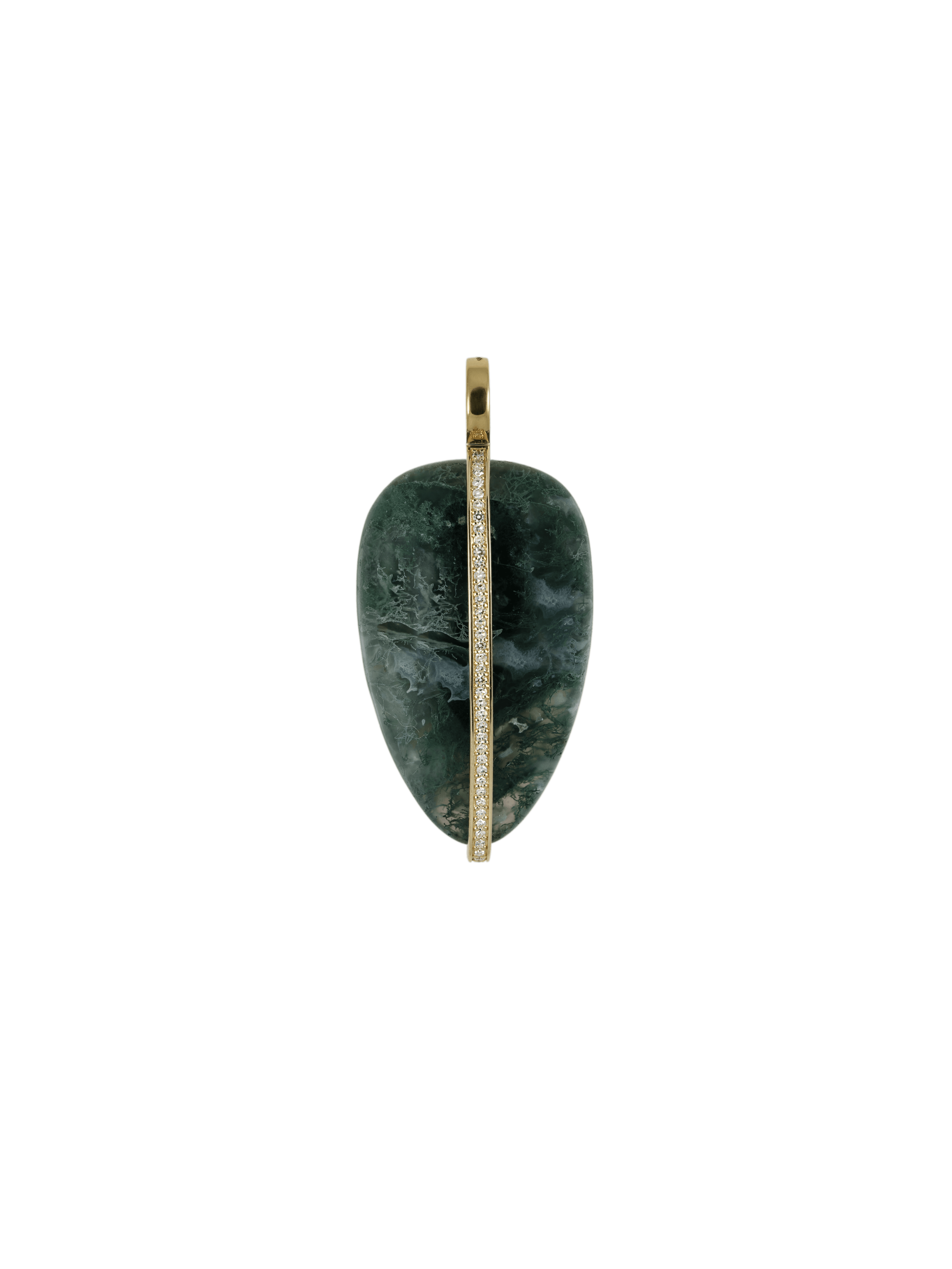 Diamond Pavé Pendant with Moss Agate